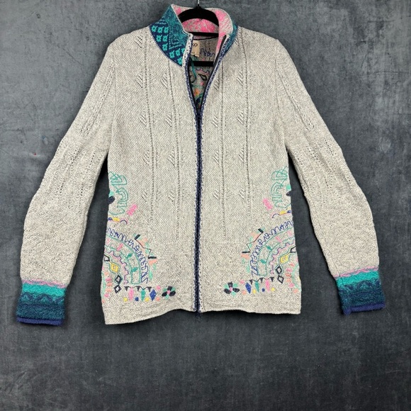 IVKO Women’s Wool Blend Artsy, Abstract Colorful Cardigan Sz 38 - Picture 1 of 14